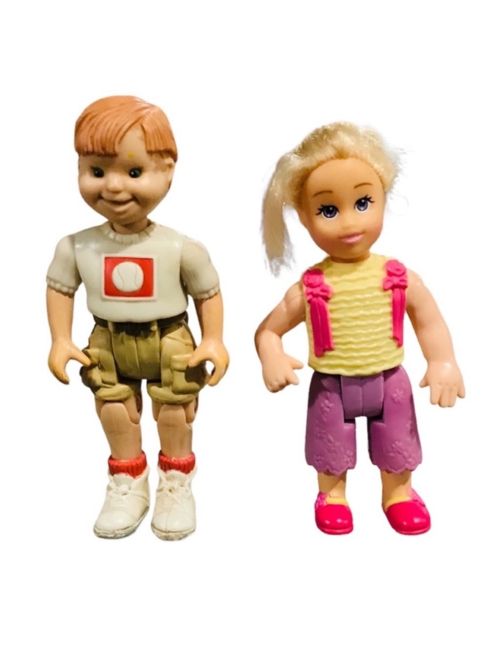 Vintage Fisher Price Loving Family Dollhouse Toddler Girl & Little Boy Figures